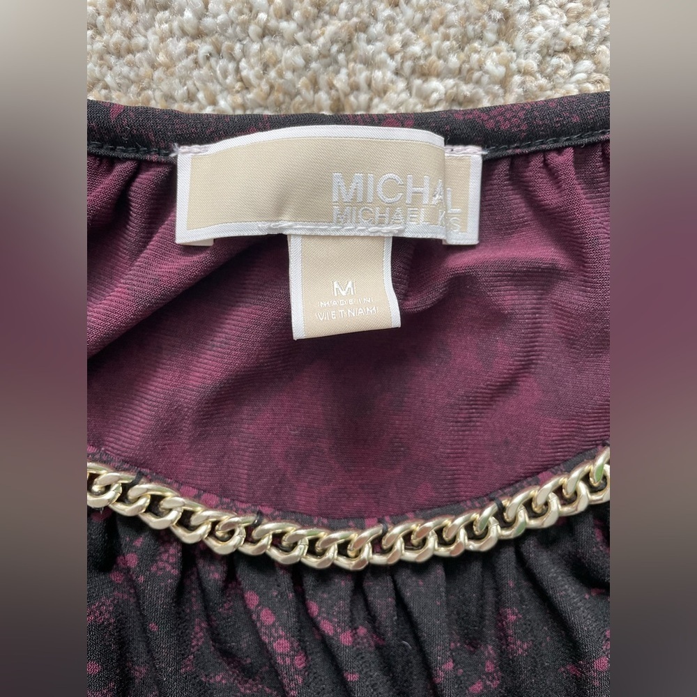 Michael Kors Burgundy Paisley Chain-Trim Blouse - Picture 5 of 10